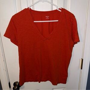 Madewell Orange V-Neck Short Sleeve Tee